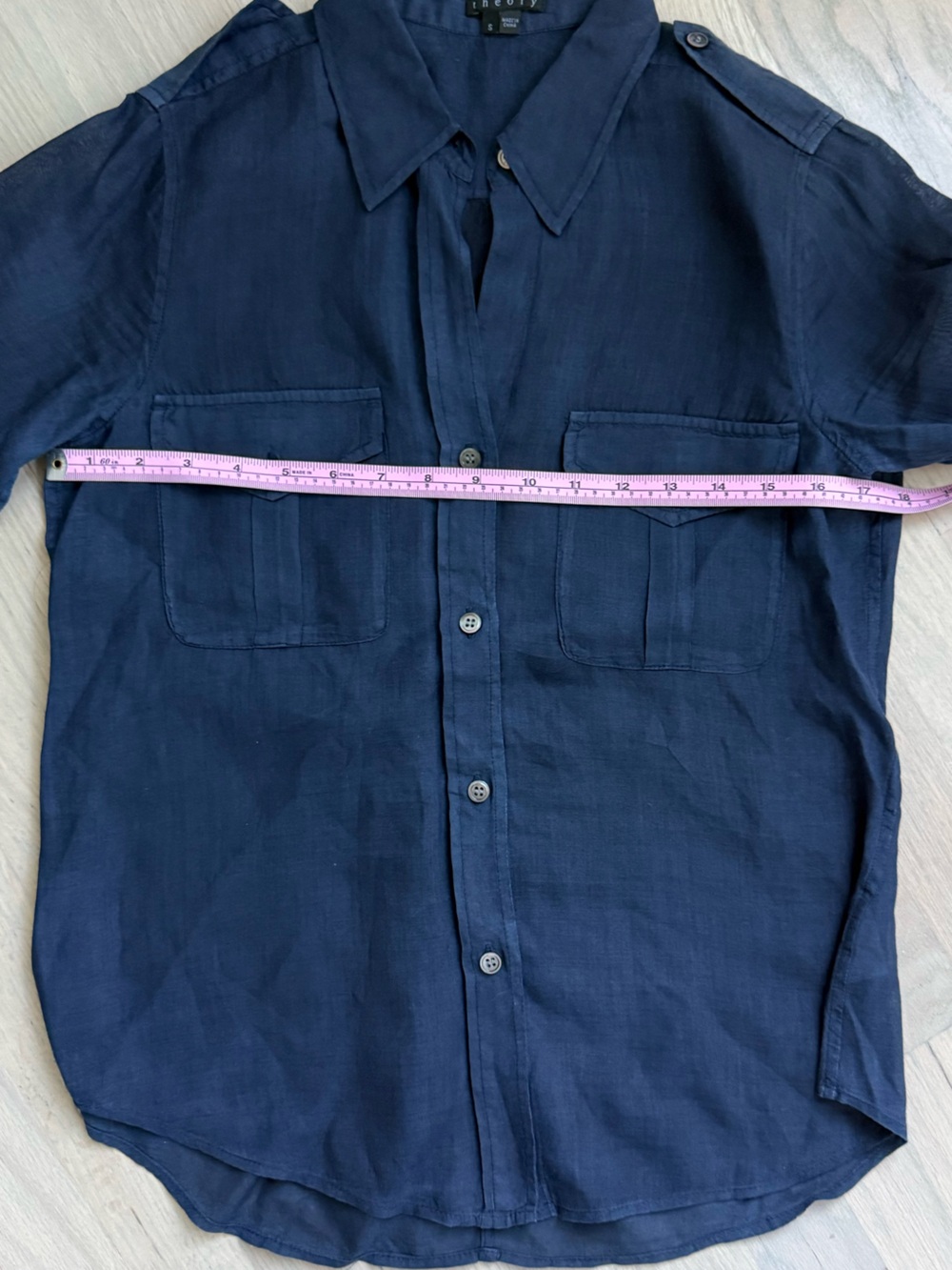 Theory Navy Button-Up Shirt - Picture 5 of 6